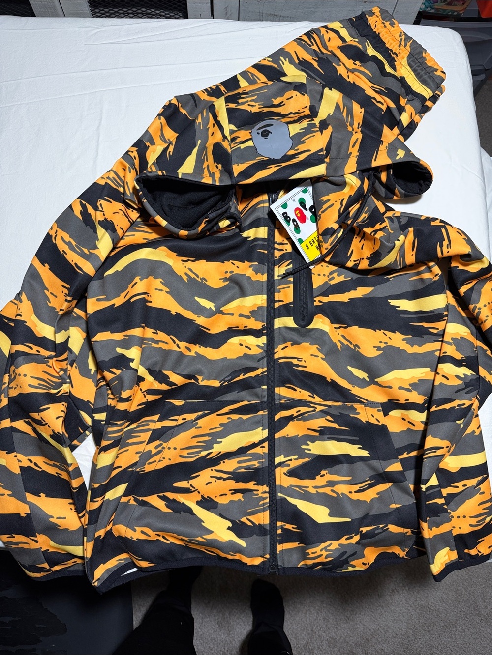 Bape? Orange and Black Tiger Stripe Zip-Up Hoodie